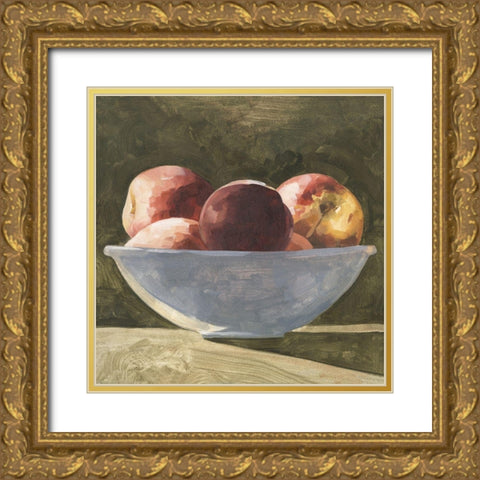 Bowl of Peaches II Gold Ornate Wood Framed Art Print with Double Matting by Caroline, Emma