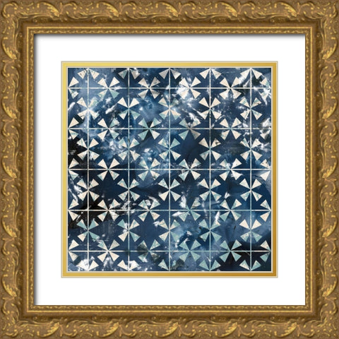 Tile-Dye III Gold Ornate Wood Framed Art Print with Double Matting by Vess, June Erica