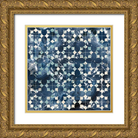 Tile-Dye VII Gold Ornate Wood Framed Art Print with Double Matting by Vess, June Erica