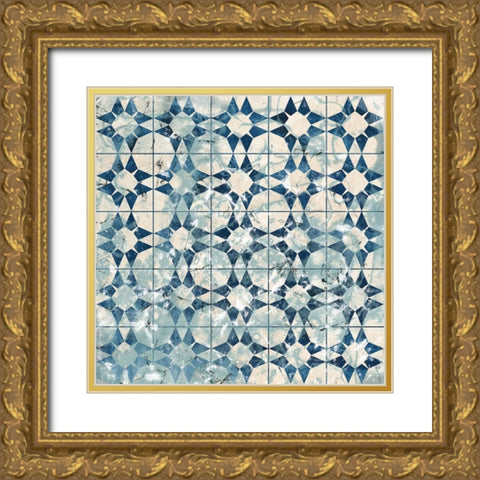 Tile-Dye VIII Gold Ornate Wood Framed Art Print with Double Matting by Vess, June Erica