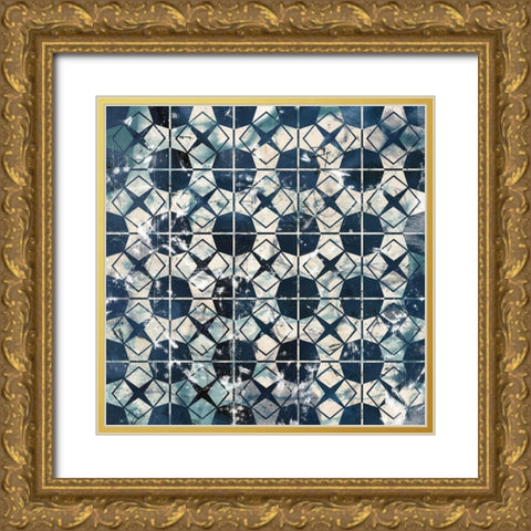 Tile-Dye IX Gold Ornate Wood Framed Art Print with Double Matting by Vess, June Erica