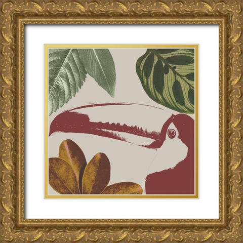 Graphic Tropical Bird V Gold Ornate Wood Framed Art Print with Double Matting by Warren, Annie