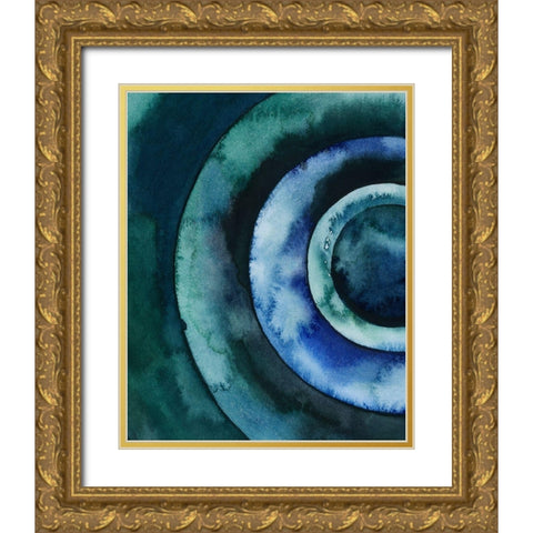 Cobalt Vortex I Gold Ornate Wood Framed Art Print with Double Matting by Popp, Grace