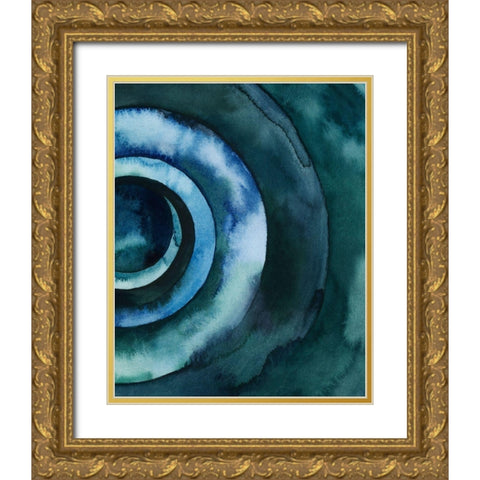 Cobalt Vortex II Gold Ornate Wood Framed Art Print with Double Matting by Popp, Grace