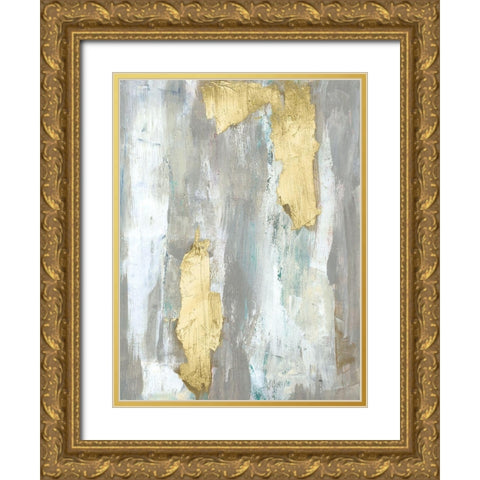 Textured Neutrals and Gold I Gold Ornate Wood Framed Art Print with Double Matting by Goldberger, Jennifer