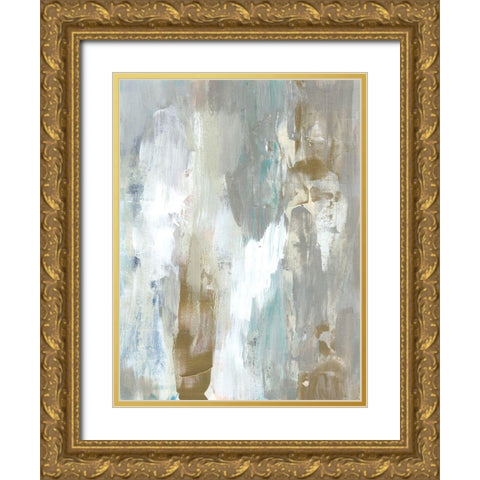 Textured Neutrals and Gold II Gold Ornate Wood Framed Art Print with Double Matting by Goldberger, Jennifer