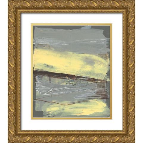 Lemon and Silver Swipe II Gold Ornate Wood Framed Art Print with Double Matting by Goldberger, Jennifer