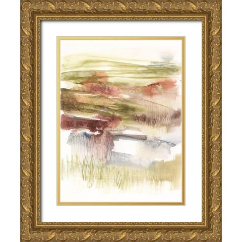 Abstract Flower Horizon I Gold Ornate Wood Framed Art Print with Double Matting by Goldberger, Jennifer