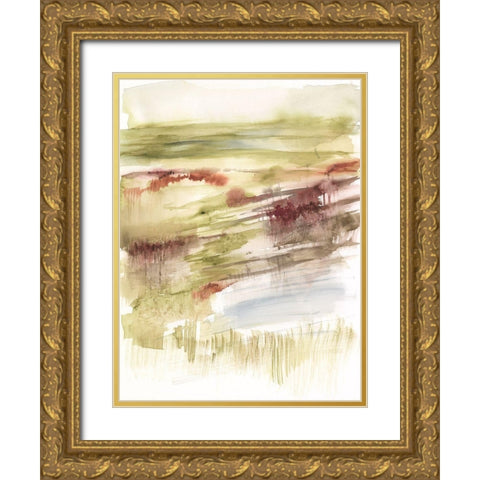 Abstract Flower Horizon II Gold Ornate Wood Framed Art Print with Double Matting by Goldberger, Jennifer