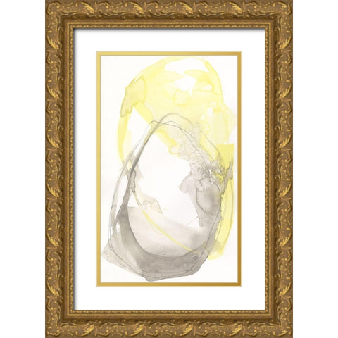 Lemon and Grey Tandem I Gold Ornate Wood Framed Art Print with Double Matting by Goldberger, Jennifer