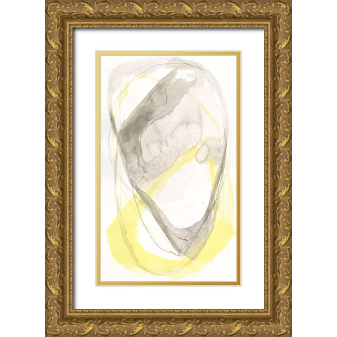 Lemon and Grey Tandem II Gold Ornate Wood Framed Art Print with Double Matting by Goldberger, Jennifer