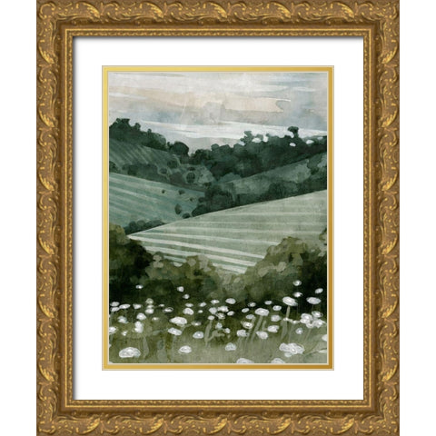 Rolling Pasture II Gold Ornate Wood Framed Art Print with Double Matting by Caroline, Emma