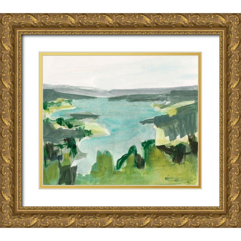 Riverside Sketch II Gold Ornate Wood Framed Art Print with Double Matting by Barnes, Victoria