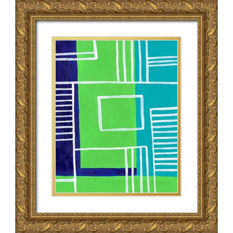 On the Line II Gold Ornate Wood Framed Art Print with Double Matting by Moore, Regina