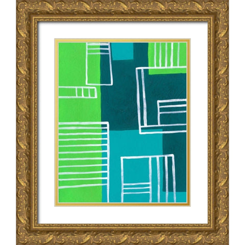 On the Line III Gold Ornate Wood Framed Art Print with Double Matting by Moore, Regina