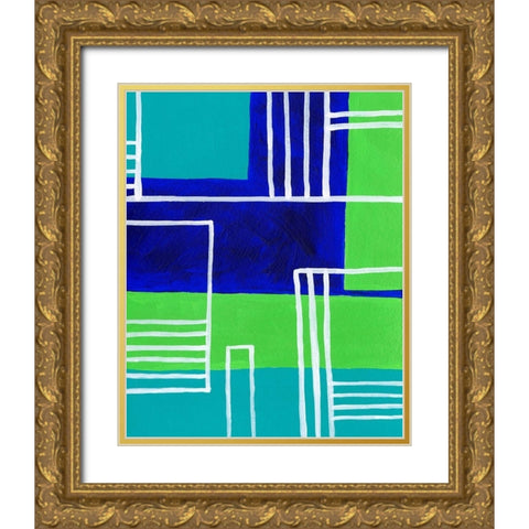 On the Line IV Gold Ornate Wood Framed Art Print with Double Matting by Moore, Regina
