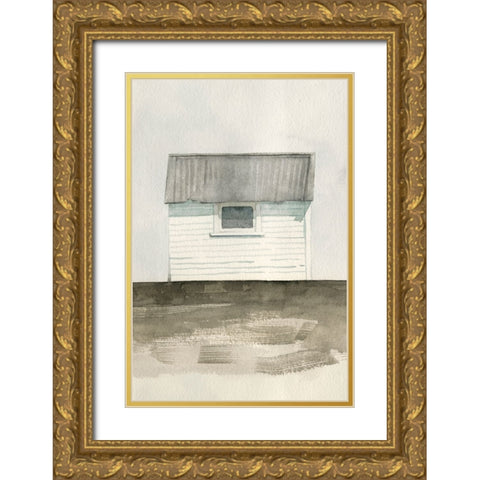 Farmhouse Shed II Gold Ornate Wood Framed Art Print with Double Matting by Caroline, Emma