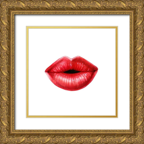 Emotion Lips I Gold Ornate Wood Framed Art Print with Double Matting by Popp, Grace