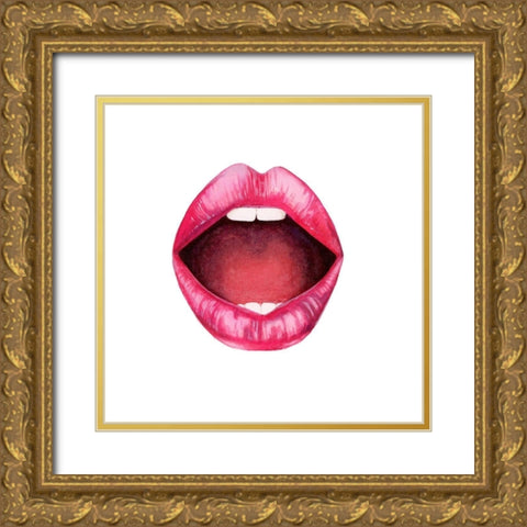 Emotion Lips II Gold Ornate Wood Framed Art Print with Double Matting by Popp, Grace