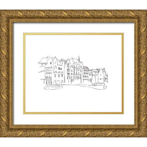 Travel Sketch I Gold Ornate Wood Framed Art Print with Double Matting by Warren, Annie