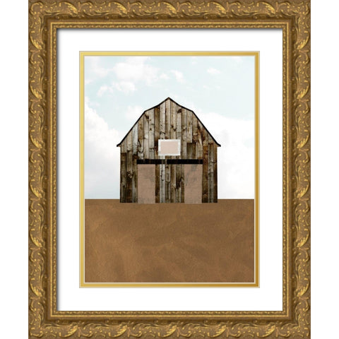 A Barns Portrait IV Gold Ornate Wood Framed Art Print with Double Matting by Wang, Melissa