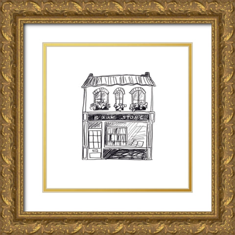 Shopfront Sketches I Gold Ornate Wood Framed Art Print with Double Matting by Vess, June Erica