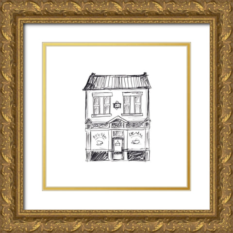 Shopfront Sketches II Gold Ornate Wood Framed Art Print with Double Matting by Vess, June Erica
