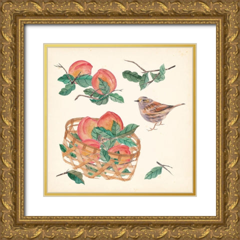 Basket with Fruit II Gold Ornate Wood Framed Art Print with Double Matting by Wang, Melissa