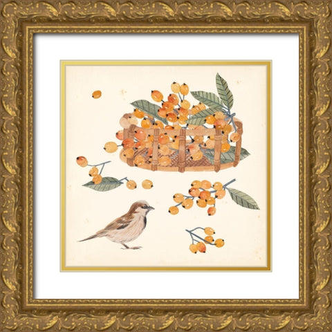 Basket with Fruit III Gold Ornate Wood Framed Art Print with Double Matting by Wang, Melissa