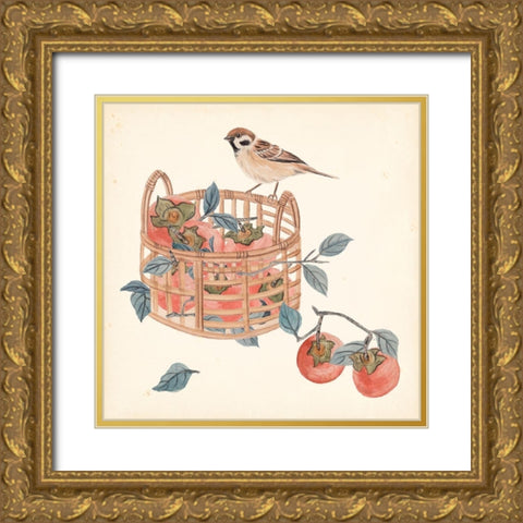 Basket with Fruit IV Gold Ornate Wood Framed Art Print with Double Matting by Wang, Melissa