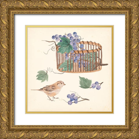 Basket with Fruit V Gold Ornate Wood Framed Art Print with Double Matting by Wang, Melissa