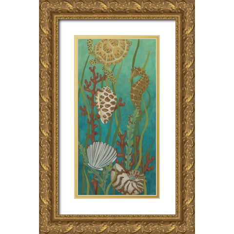 Aquatic Life I Gold Ornate Wood Framed Art Print with Double Matting by Zarris, Chariklia