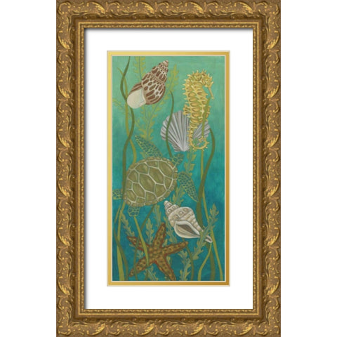 Aquatic Life II Gold Ornate Wood Framed Art Print with Double Matting by Zarris, Chariklia