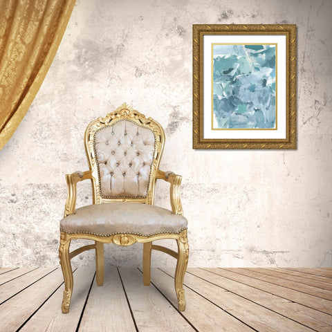 Soft Teal I Gold Ornate Wood Framed Art Print with Double Matting by Long, Christina