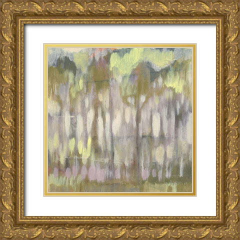 Stained Glass Trees II Gold Ornate Wood Framed Art Print with Double Matting by Goldberger, Jennifer