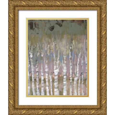 Pastel Birchline I Gold Ornate Wood Framed Art Print with Double Matting by Goldberger, Jennifer