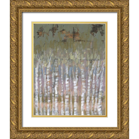Pastel Birchline II Gold Ornate Wood Framed Art Print with Double Matting by Goldberger, Jennifer