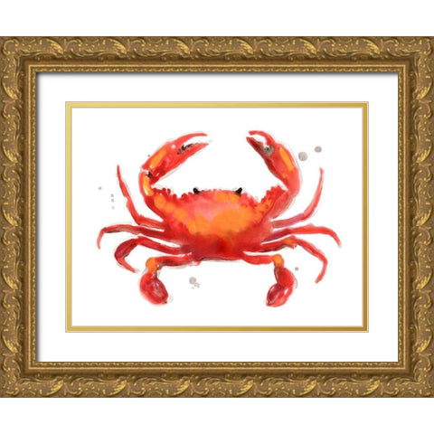 Crab Cameo I Gold Ornate Wood Framed Art Print with Double Matting by Vess, June Erica