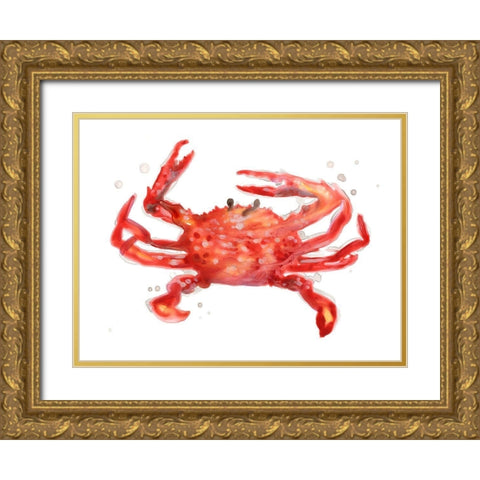 Crab Cameo IV Gold Ornate Wood Framed Art Print with Double Matting by Vess, June Erica