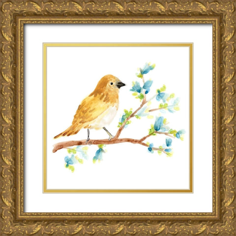 Springtime Songbirds III Gold Ornate Wood Framed Art Print with Double Matting by Vess, June Erica