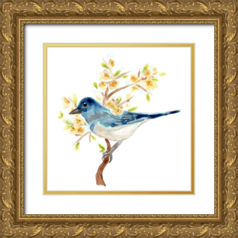 Springtime Songbirds IV Gold Ornate Wood Framed Art Print with Double Matting by Vess, June Erica