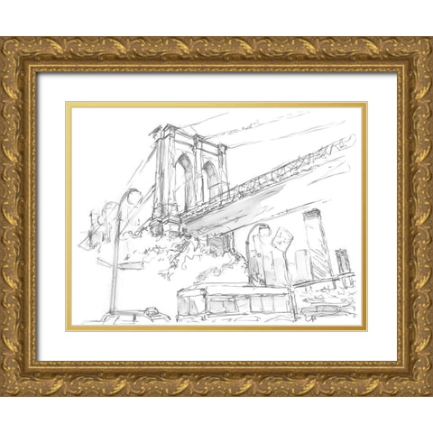 Pencil Cityscape Study I Gold Ornate Wood Framed Art Print with Double Matting by Harper, Ethan