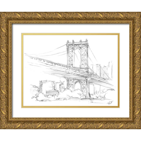 Pencil Cityscape Study II Gold Ornate Wood Framed Art Print with Double Matting by Harper, Ethan