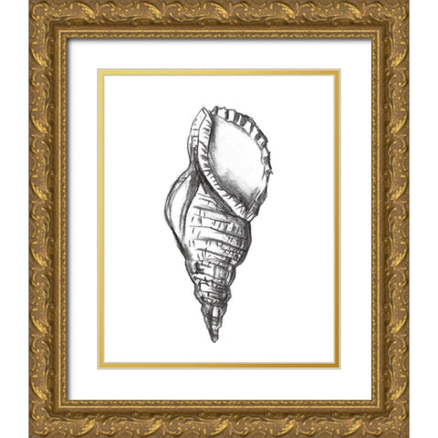 Seashell Study III Gold Ornate Wood Framed Art Print with Double Matting by Wang, Melissa