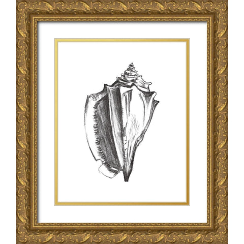 Seashell Study IV Gold Ornate Wood Framed Art Print with Double Matting by Wang, Melissa