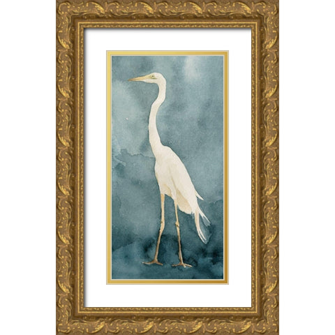 Simple Egret I Gold Ornate Wood Framed Art Print with Double Matting by Caroline, Emma