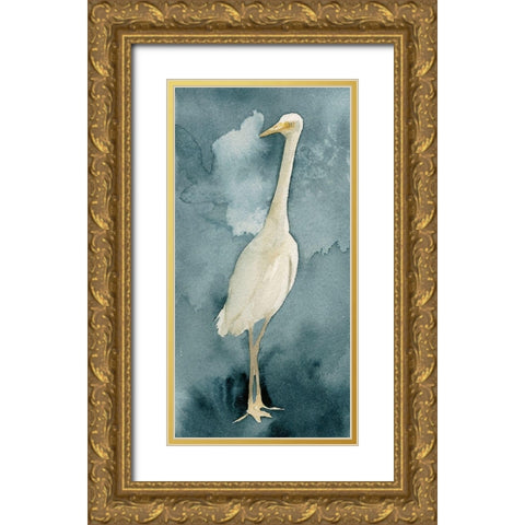 Simple Egret II Gold Ornate Wood Framed Art Print with Double Matting by Caroline, Emma