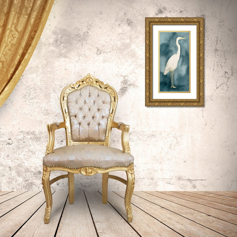Simple Egret III Gold Ornate Wood Framed Art Print with Double Matting by Caroline, Emma