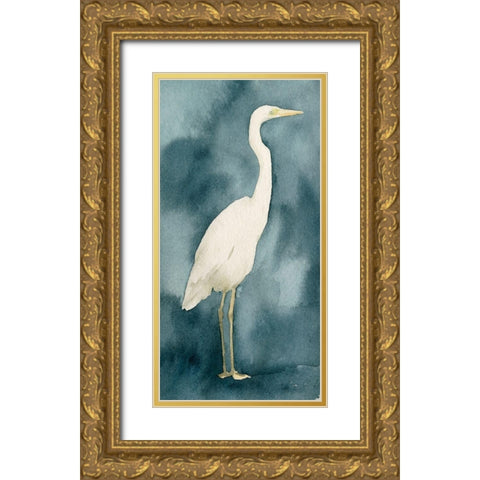 Simple Egret III Gold Ornate Wood Framed Art Print with Double Matting by Caroline, Emma