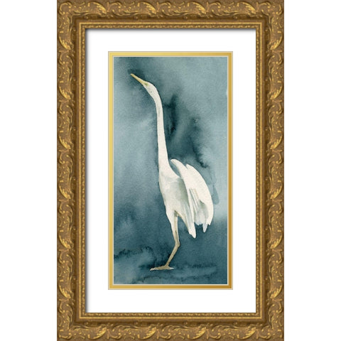 Simple Egret IV Gold Ornate Wood Framed Art Print with Double Matting by Caroline, Emma